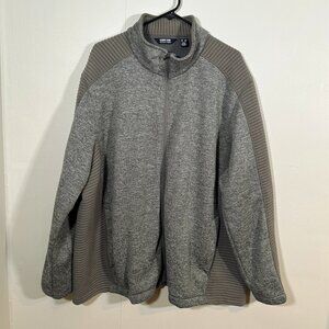 Lands' End Outfitters Men's 3XL Full Zip Sweater Jacket Grey Quilted Sleeve